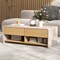 Modern White & Natural Coffee Table with Drawers and Open Storage